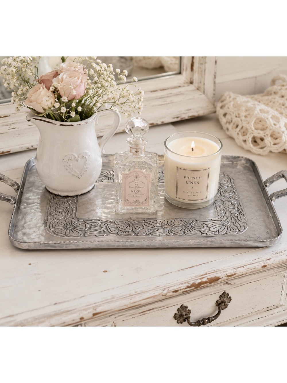 Everlast Vintage Hand-forged Hammered Aluminum Serving Tray